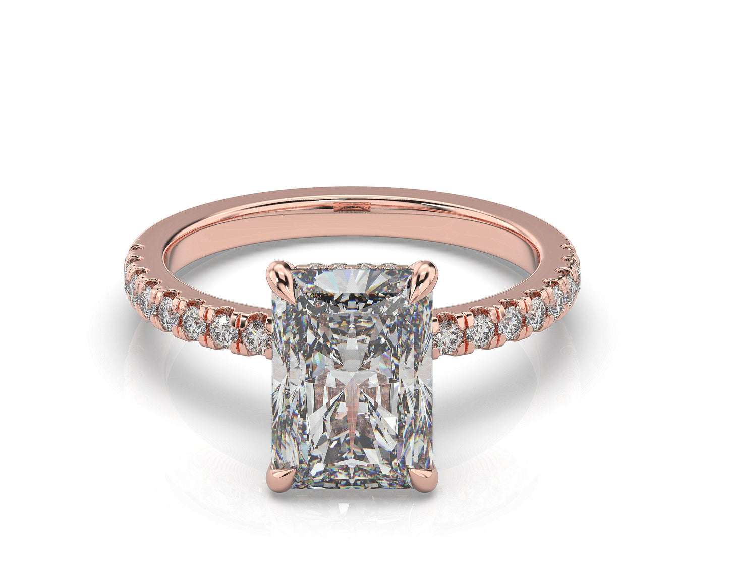 Radiant Hidden Halo Engagement Ring