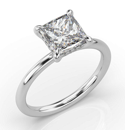 Princess White Gold Solitaire Moissanite Engagement Ring 