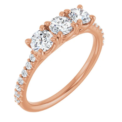 Round Brilliant Tri -Stone Style Engagement Ring