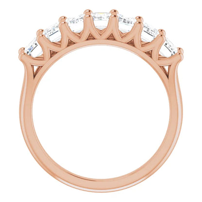 Seven Stone Emerald Cut Moissanite Anniversary Band