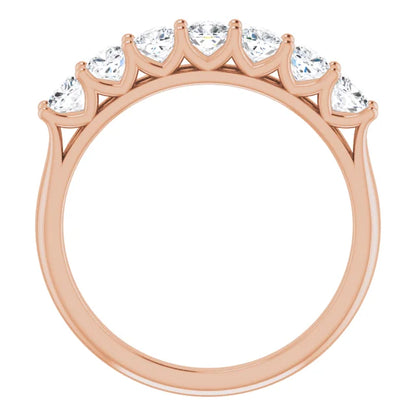 Seven Stone Cushion Cut Moissanite Anniversary Band