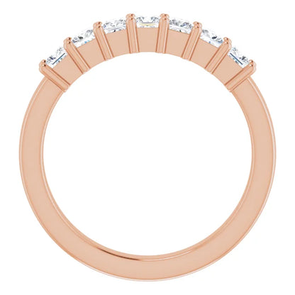 Seven Stone Princess Cut Moissanite Anniversary Band