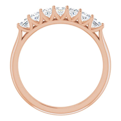 Seven Stone Princess Cut Moissanite Anniversary Band