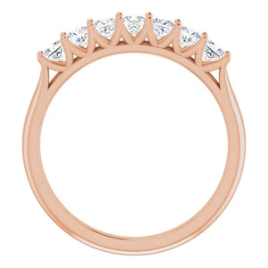 Seven Stone Princess Cut Moissanite Anniversary Band