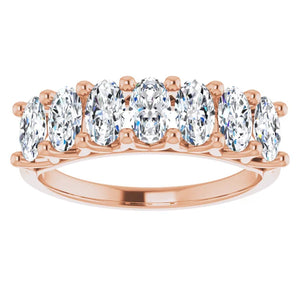 Seven Stone Oval Cut Moissanite Anniversary Band