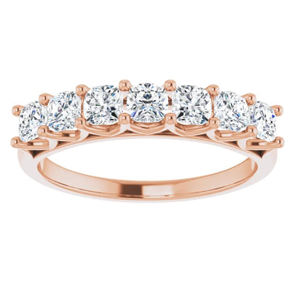 Seven Stone Cushion Cut Moissanite Anniversary Band