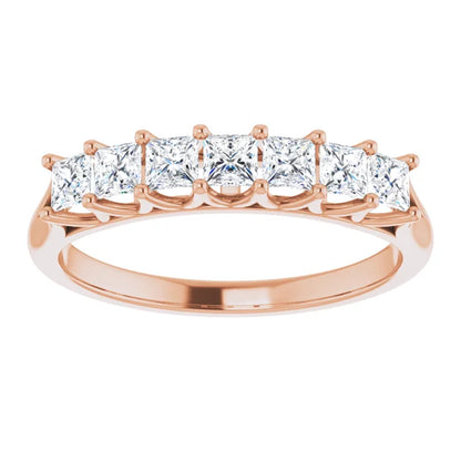 Seven Stone Princess Cut Moissanite Anniversary Band