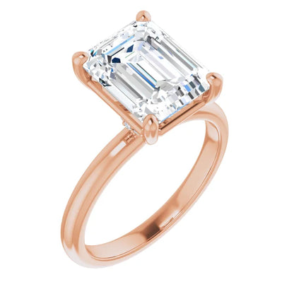 Emerald Low Hidden Halo Solitaire Engagement Ring