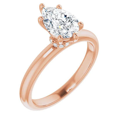 Pear Low Hidden Halo Solitaire Engagement Ring
