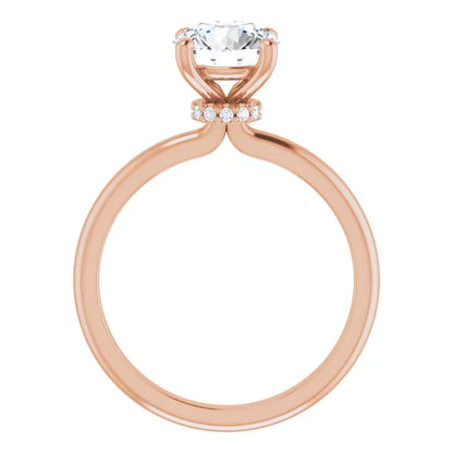 Round Brilliant Cut Low Hidden Halo Solitaire Engagement Ring