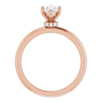 Marquise Low Hidden Halo Solitaire Engagement Ring