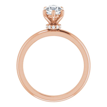 Pear Low Hidden Halo Solitaire Engagement Ring