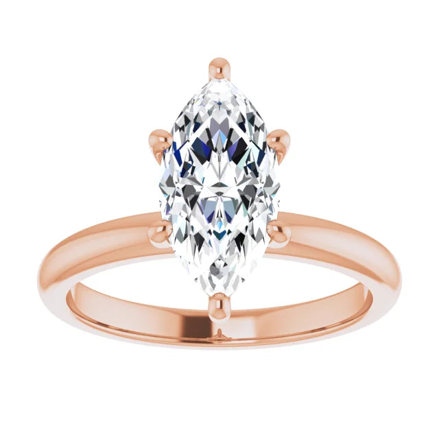Marquise Low Hidden Halo Solitaire Engagement Ring