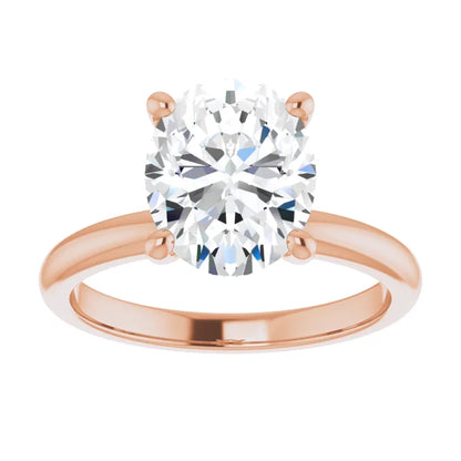 Oval Low Hidden Halo Solitaire Engagement Ring