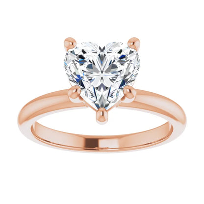 Heart Low Hidden Halo Solitaire Engagement Ring
