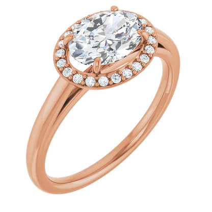 Oval East West Halo Style Engagement Ring