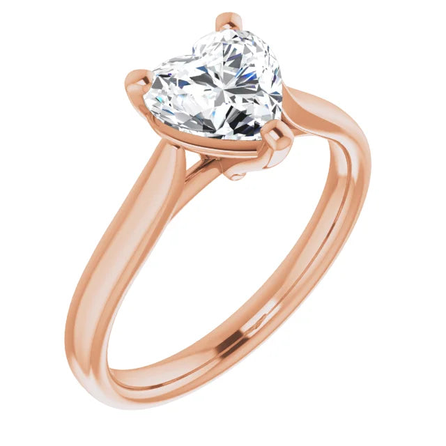 Heart Rose Gold Solitaire Moissanite Engagement Ring