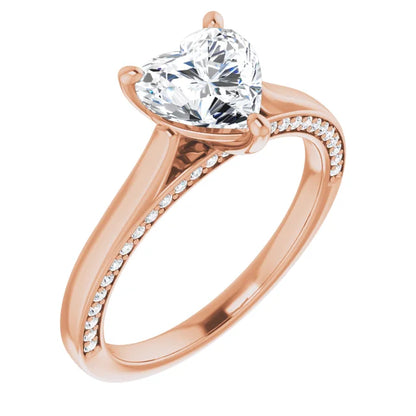 Heart Solitaire & Hidden Diamond Band Engagement Ring