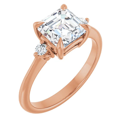 Asscher Accent Engagement Ring