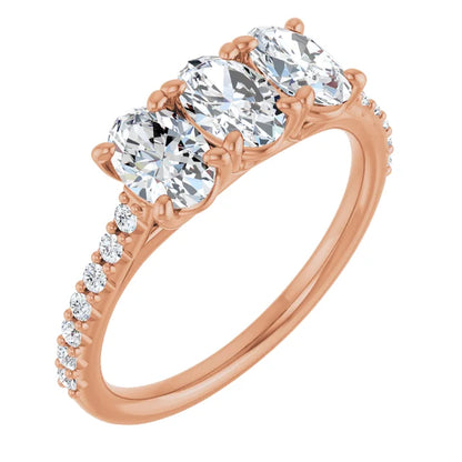 Oval Tri -Stone Style Engagement Ring