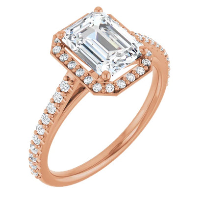 Emerald Halo Style Engagement Ring