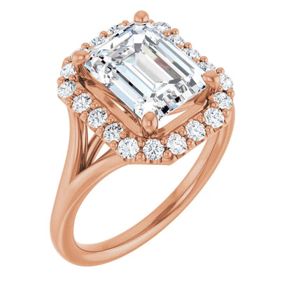 Emerald Halo Style Engagement Ring