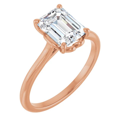 Four Claw Emerald Solitaire Engagement Ring