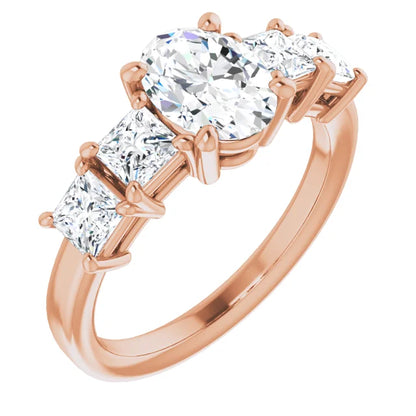 Oval Multi Stone Accent Style Engagement Ring