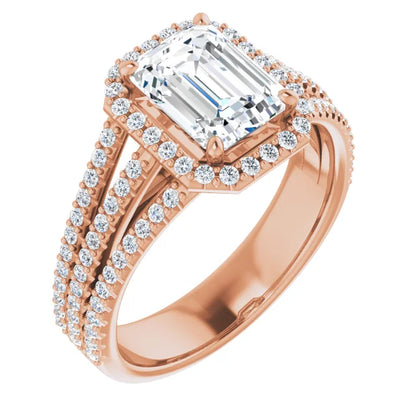 Emerald Halo Style Engagement Ring