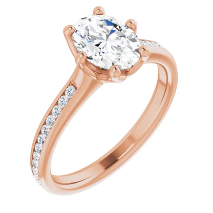 Oval Six Claw Channel Set Style Engagement Ring