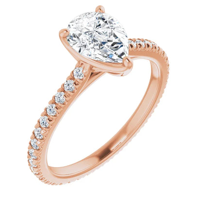 Pear Claw Set Eternity Style Engagement Ring