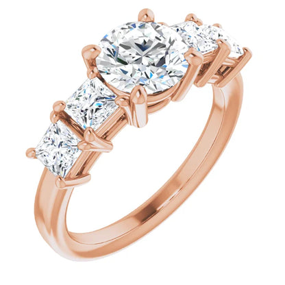 Round Brilliant Multi Stone Accent Style Engagement Ring
