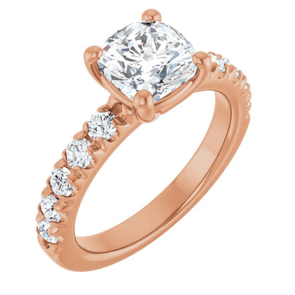 Cushion Four Claw Set Style Engagement Ring