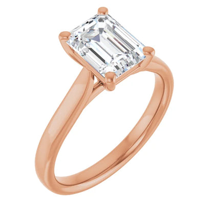 Four Claw Emerald Solitaire Engagement Ring