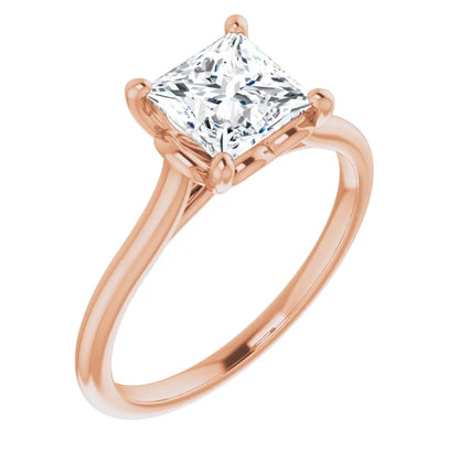 Four Claw Princess Solitaire Engagement Ring