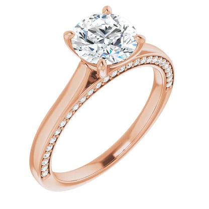 Round Brilliant Solitaire & Hidden Diamond Band Engagement Ring