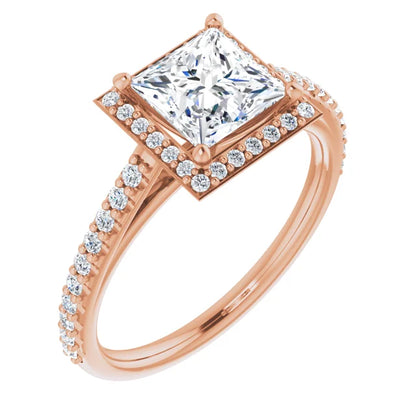 Princess Halo Style Engagement Ring