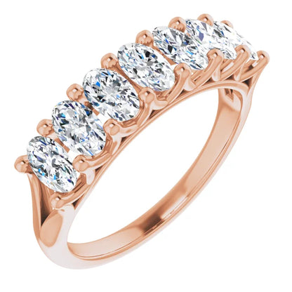 Seven Stone Oval Cut Moissanite Anniversary Band
