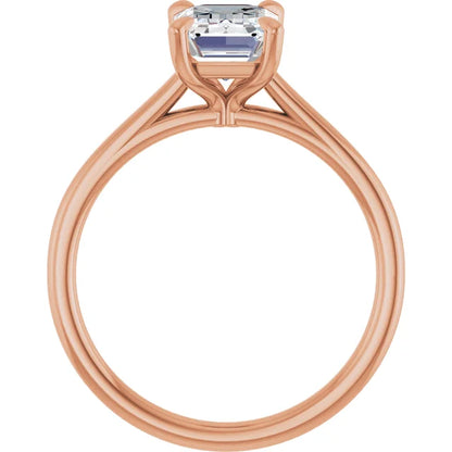 Four Claw Emerald Solitaire Engagement Ring
