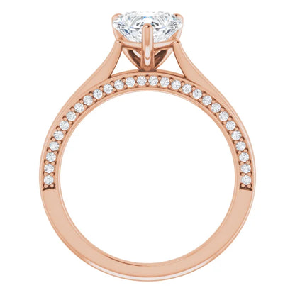 Heart Solitaire & Hidden Diamond Band Engagement Ring