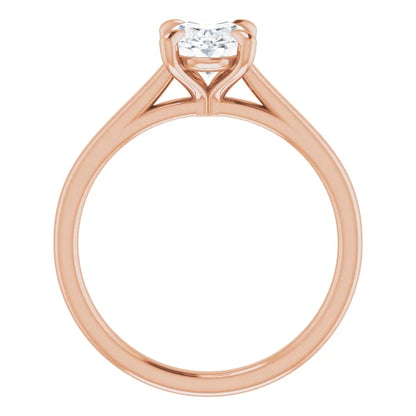 Four Claw Oval Solitaire Engagement Ring