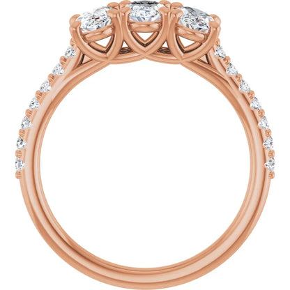 Oval Tri -Stone Style Engagement Ring