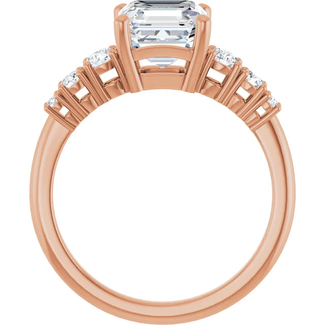 Asscher Multi Stone Accent Style Engagement Ring