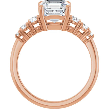 Asscher Multi Stone Accent Style Engagement Ring
