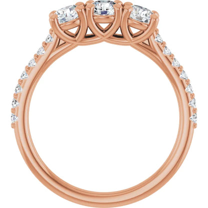 Round Brilliant Tri -Stone Style Engagement Ring