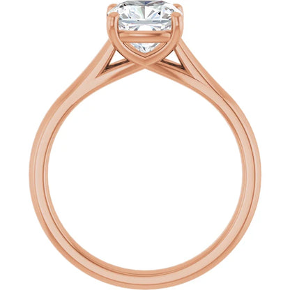 Four Claw Cushion Solitaire Engagement Ring