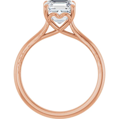 Four Claw Asscher Solitaire Engagement Ring