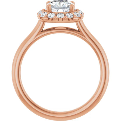 Cushion Halo Solitaire Rose Gold Moissanite Engagement Ring 