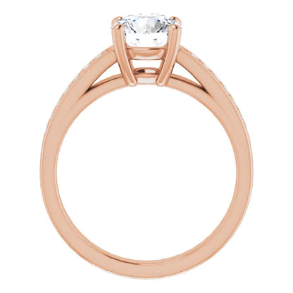 Round Brilliant Rose Gold Claw Set Style Moissanite Engagement Ring 
