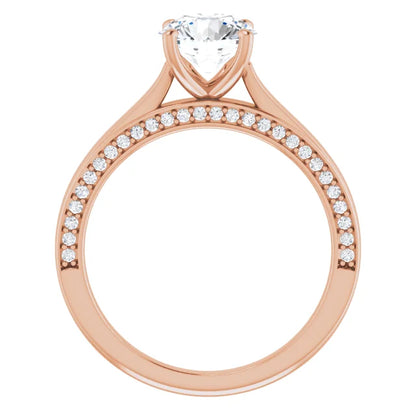 Round Brilliant Solitaire & Hidden Diamond Band Engagement Ring